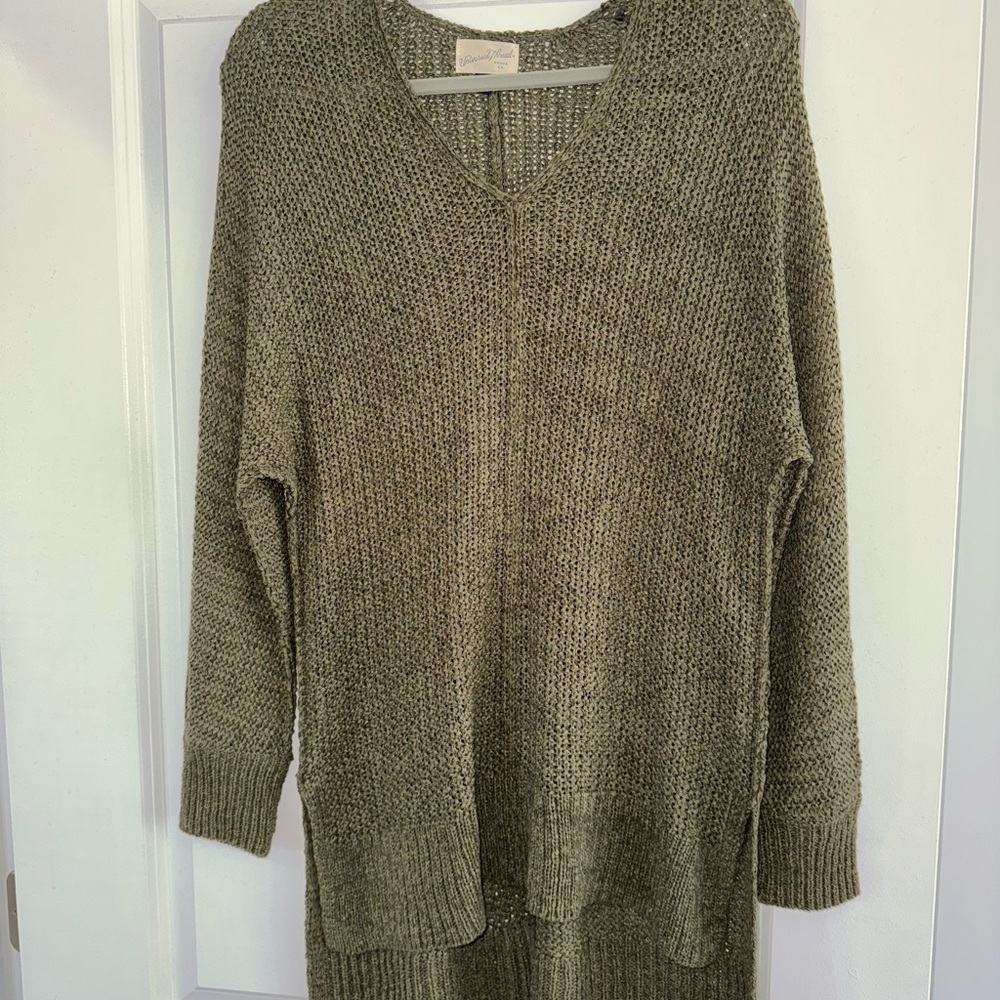 Long Olive Green Women's Sweater
